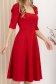 Rochie din crep rosie midi in clos cu umeri bufanti si decolteu patrat - StarShinerS 2 - StarShinerS.ro