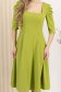 Rochie din crep verde lime midi in clos cu umeri bufanti si decolteu patrat - StarShinerS 4 - StarShinerS.ro