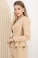 Sacou din stofa premium elastica bej cambrat cu peplum - StarShinerS 2 - StarShinerS.ro