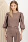 Top din stofa elastica mocha cu spatele gol si maneci bufante - StarShinerS 2 - StarShinerS.ro