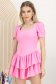 Rochie din crep roz-deschis scurta in clos cu volanase - StarShinerS 1 - StarShinerS.ro