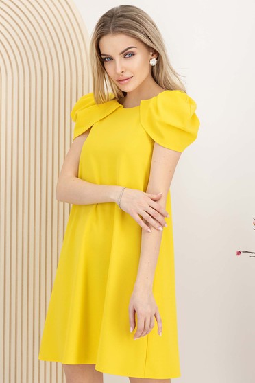 Rochie din crep galbena scurta cu croi larg - StarShinerS