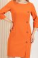 Rochie din stofa elastica portocalie scurta tip creion cu nasturi decorativi - StarShinerS 3 - StarShinerS.ro