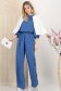 Compleu din satin albastru cu elastic in talie si maneci bufante 4 - StarShinerS.ro