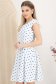 Rochie cu buline din stofa elastica albastra in clos cu accesoriu tip curea 2 - StarShinerS.ro