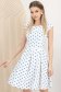 Rochie cu buline din stofa elastica albastra in clos cu accesoriu tip curea 1 - StarShinerS.ro