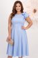 Rochie din stofa cu sclipici albastru-deschis midi in clos cu volanas pe umar - StarShinerS 1 - StarShinerS.ro