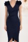 Rochie din crep bleumarin pana la genunchi petrecuta tip creion cu volanase - StarShinerS 4 - StarShinerS.ro