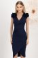 Rochie din crep bleumarin pana la genunchi petrecuta tip creion cu volanase - StarShinerS 1 - StarShinerS.ro