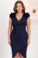 Rochie din crep bleumarin pana la genunchi petrecuta tip creion cu volanase - StarShinerS 1 - StarShinerS.ro