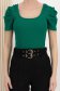 Body din bumbac verde mulat cu umeri bufanti 3 - StarShinerS.ro