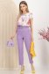 Pantaloni lungi din stofa elastica mov cu un croi drept si accesorii tip curea 2 - StarShinerS.ro
