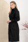 Trench lung din fas negru cu croi larg accesorizat cu cordon 3 - StarShinerS.ro