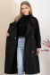 Trench lung din fas negru cu croi larg accesorizat cu cordon 4 - StarShinerS.ro