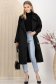 Trench lung din fas negru cu croi larg accesorizat cu cordon 1 - StarShinerS.ro