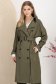 Trench lung din fas kaki cu croi larg accesorizat cu cordon 1 - StarShinerS.ro