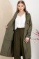 Trench lung din fas kaki cu croi larg accesorizat cu cordon 3 - StarShinerS.ro