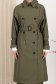 Trench lung din fas kaki cu croi larg accesorizat cu cordon 5 - StarShinerS.ro