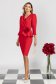 Rochie din stofa rosie midi tip creion cu peplum si brosa florala 2 - StarShinerS.ro