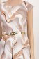 Rochie din stofa elastica bej scurta cu pliuri si accesoriu tip curea 6 - StarShinerS.ro
