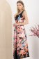 Rochie din tafta neagra maxi in clos cu buzunare laterale imprimata floral 3 - StarShinerS.ro