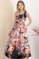 Rochie din tafta neagra maxi in clos cu buzunare laterale imprimata floral 2 - StarShinerS.ro