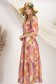 Rochie tip camasa din material subtire roz midi cu accesoriu tip curea 2 - StarShinerS.ro