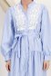 Rochie tip camasa din poplin albastru-deschis midi cu maneci bufante si aplicatii de dantela 6 - StarShinerS.ro