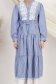 Rochie tip camasa din poplin albastra midi cu maneci bufante si aplicatii de dantela 4 - StarShinerS.ro