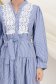 Rochie tip camasa din poplin albastra midi cu maneci bufante si aplicatii de dantela 6 - StarShinerS.ro