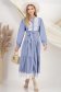 Rochie tip camasa din poplin albastra midi cu maneci bufante si aplicatii de dantela 1 - StarShinerS.ro