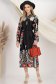 Rochie tip camasa din satin neagra midi accesorizata cu cordon 3 - StarShinerS.ro