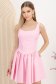 Rochie din material subtire roz-deschis tip corset scurta in clos cu buzunare laterale 2 - StarShinerS.ro