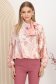 Bluza dama din satin texturat roz cu croi larg si guler tip esarfa 1 - StarShinerS.ro