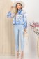 Bluza dama din satin texturat albastra cu croi larg si guler tip esarfa 3 - StarShinerS.ro