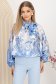 Bluza dama din satin texturat albastra cu croi larg si guler tip esarfa 1 - StarShinerS.ro