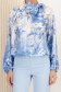 Bluza dama din satin texturat albastra cu croi larg si guler tip esarfa 4 - StarShinerS.ro