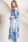 Rochie din material fluid albastra midi in clos cu elastic in talie accesorizata cu brosa si cordon 2 - StarShinerS.ro