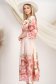 Rochie din material fluid roz midi in clos cu elastic in talie accesorizata cu brosa si cordon 2 - StarShinerS.ro