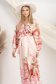 Rochie din material fluid roz midi in clos cu elastic in talie accesorizata cu brosa si cordon 1 - StarShinerS.ro