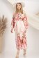 Rochie din material fluid roz midi in clos cu elastic in talie accesorizata cu brosa si cordon 4 - StarShinerS.ro