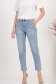 Blugi lungi Mom Fit albastri cu accesoriu tip curea si nasturi decorativi 1 - StarShinerS.ro