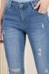 Blugi lungi skinny albastri cu talie inalta si mici rupturi de material 5 - StarShinerS.ro
