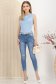 Blugi lungi skinny albastri cu talie inalta si mici rupturi de material 2 - StarShinerS.ro