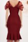 Rochie din stofa elastica visinie midi tip creion cu volanas la baza rochiei - StarShinerS 5 - StarShinerS.ro