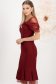 Rochie din stofa elastica visinie midi tip creion cu volanas la baza rochiei - StarShinerS 2 - StarShinerS.ro
