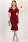 Rochie din stofa elastica visinie midi tip creion cu volanas la baza rochiei - StarShinerS 3 - StarShinerS.ro