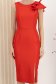 Rochie din stofa elastica cu sclipici rosie pana la genunchi tip creion - StarShinerS 3 - StarShinerS.ro
