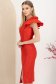 Rochie din stofa elastica cu sclipici rosie pana la genunchi tip creion - StarShinerS 2 - StarShinerS.ro