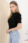Bluza dama din bumbac neagra mulata cu guler rotunjit si perle aplicate 2 - StarShinerS.ro